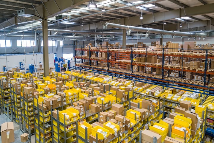 Warehouse storage with cartons — wholesale distribution